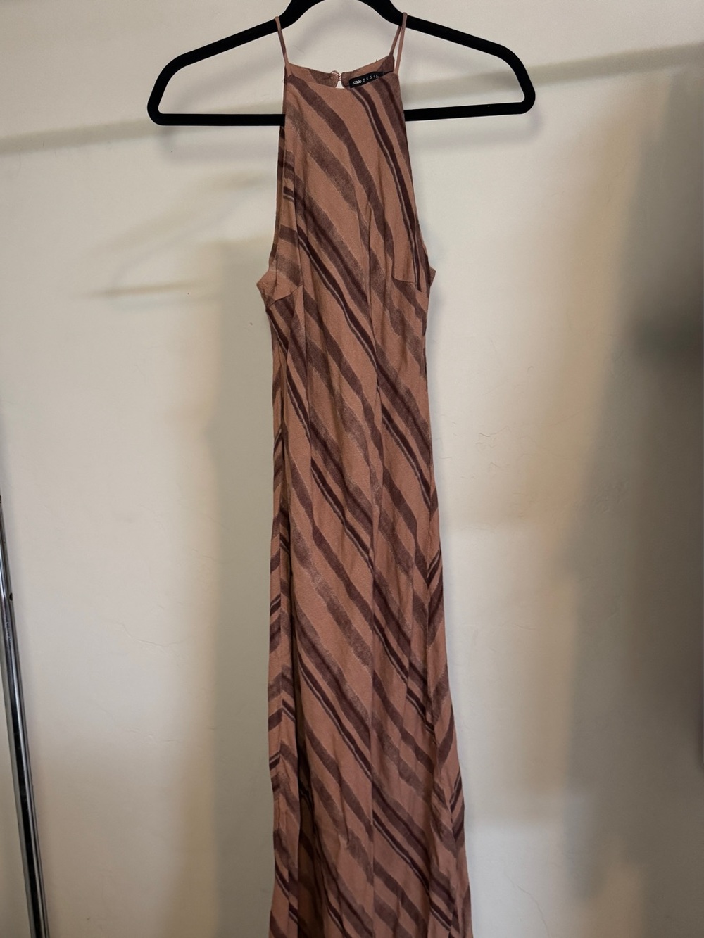 ASOS Mauve and Brown Striped Maxi Dress